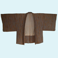 茶と灰の縞柄羽織