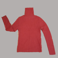 赤色タートルネックセーター